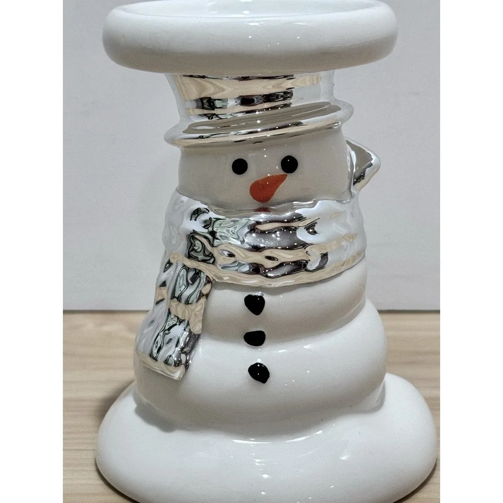 Bath & Body Works Ceramic SNOWMAN Mini Pedestal Candle Holder - Picture 10 of 10